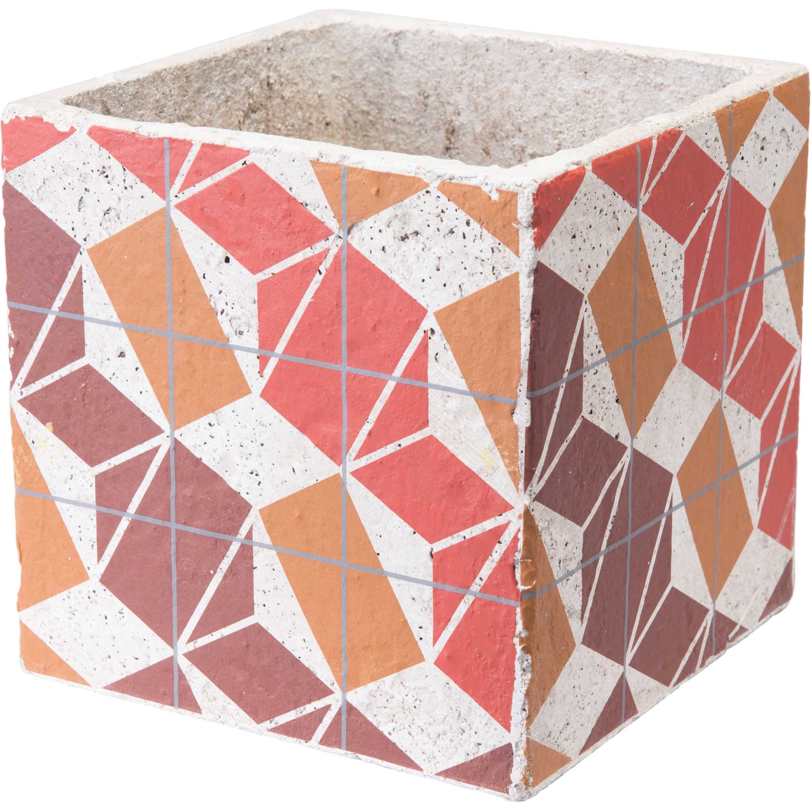 Cement Leaves Planter Brown/White