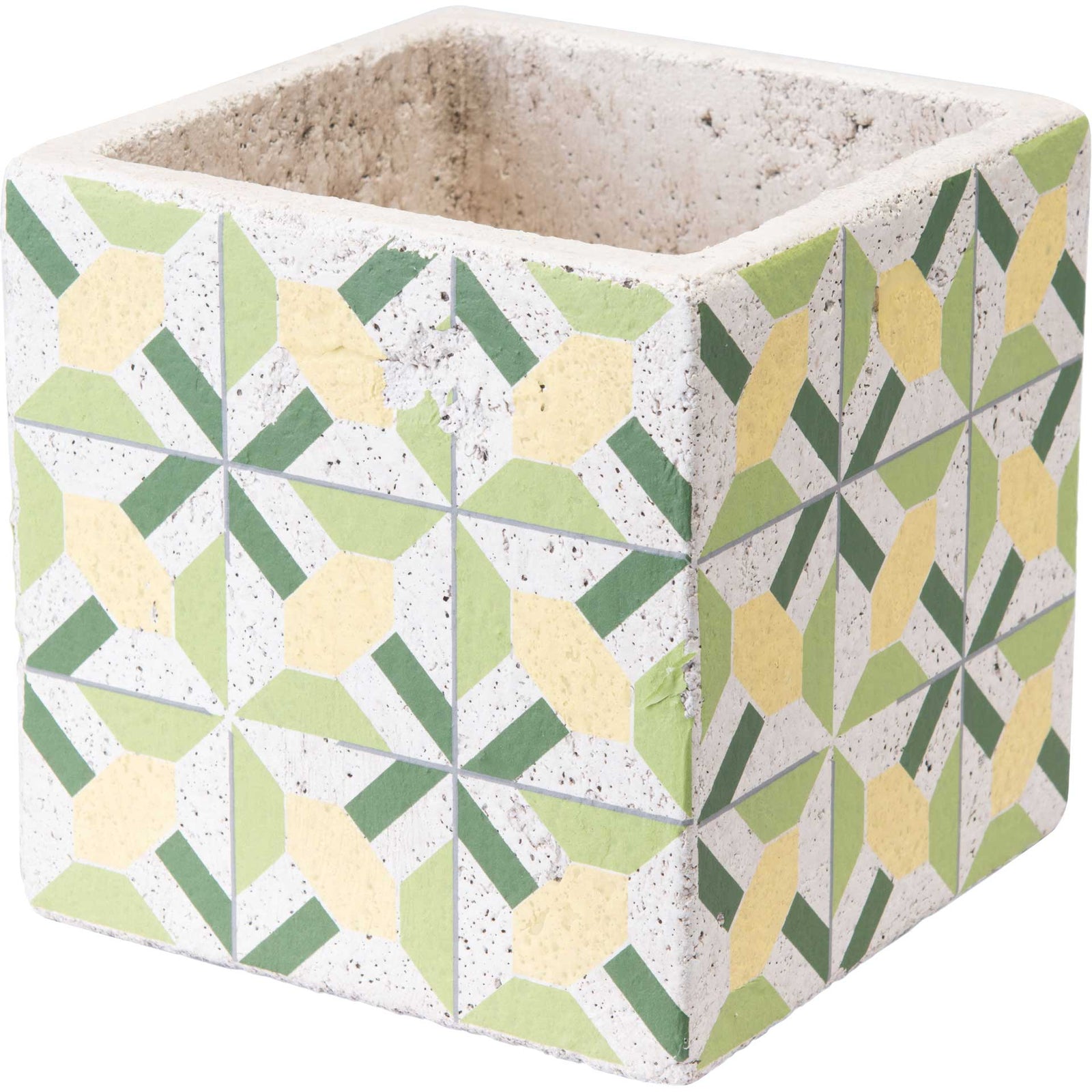 Cement Flower Planter Green/Yellow