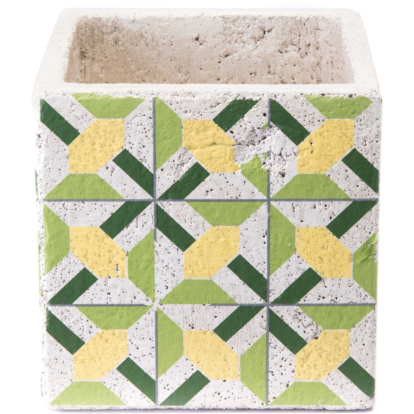 Cement Flower Planter Green/Yellow