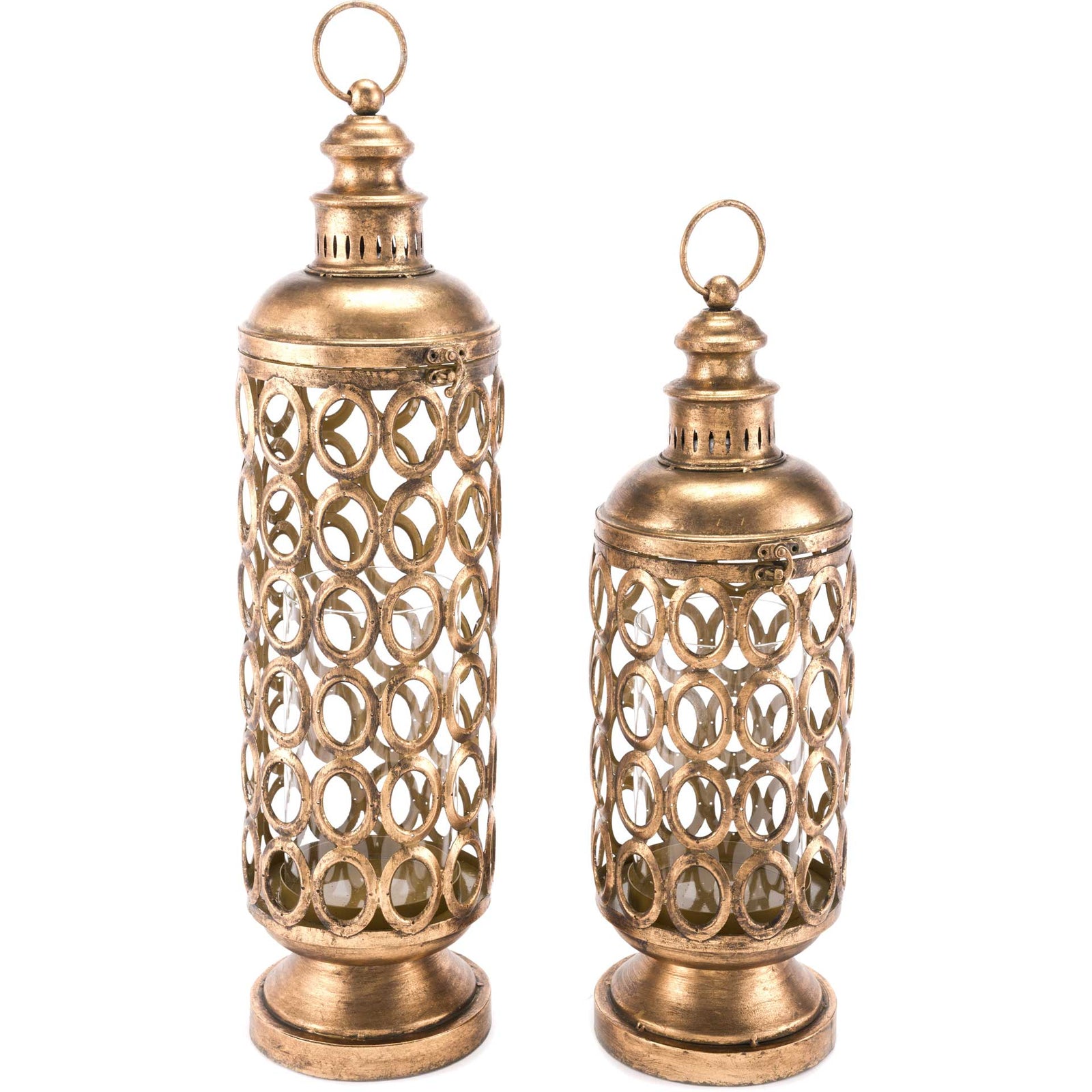 Circles Lantern Antique Gold