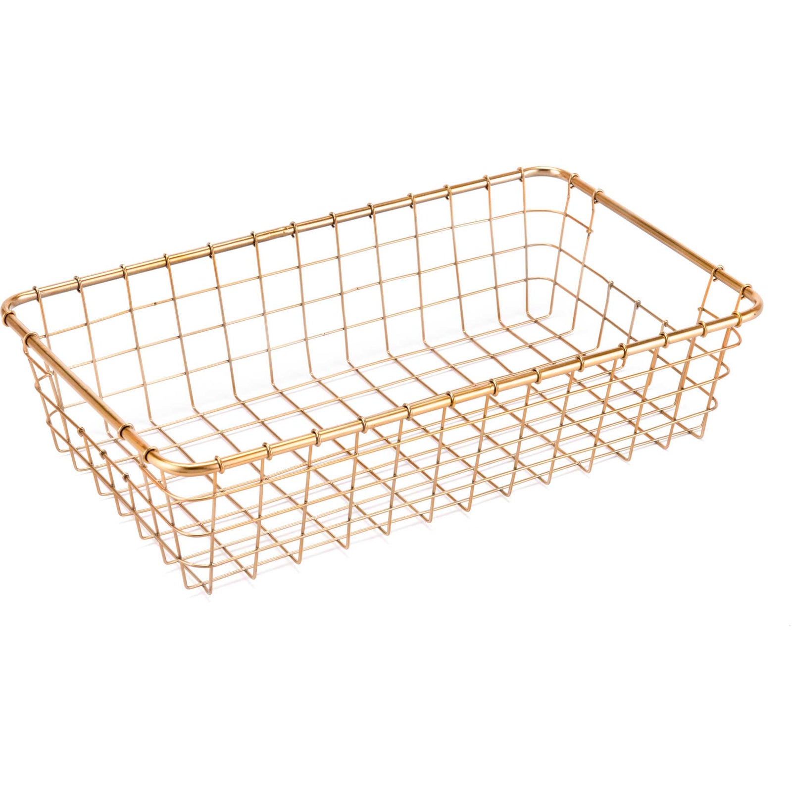 Wired Rectangular Basket Gold (Set of 3)