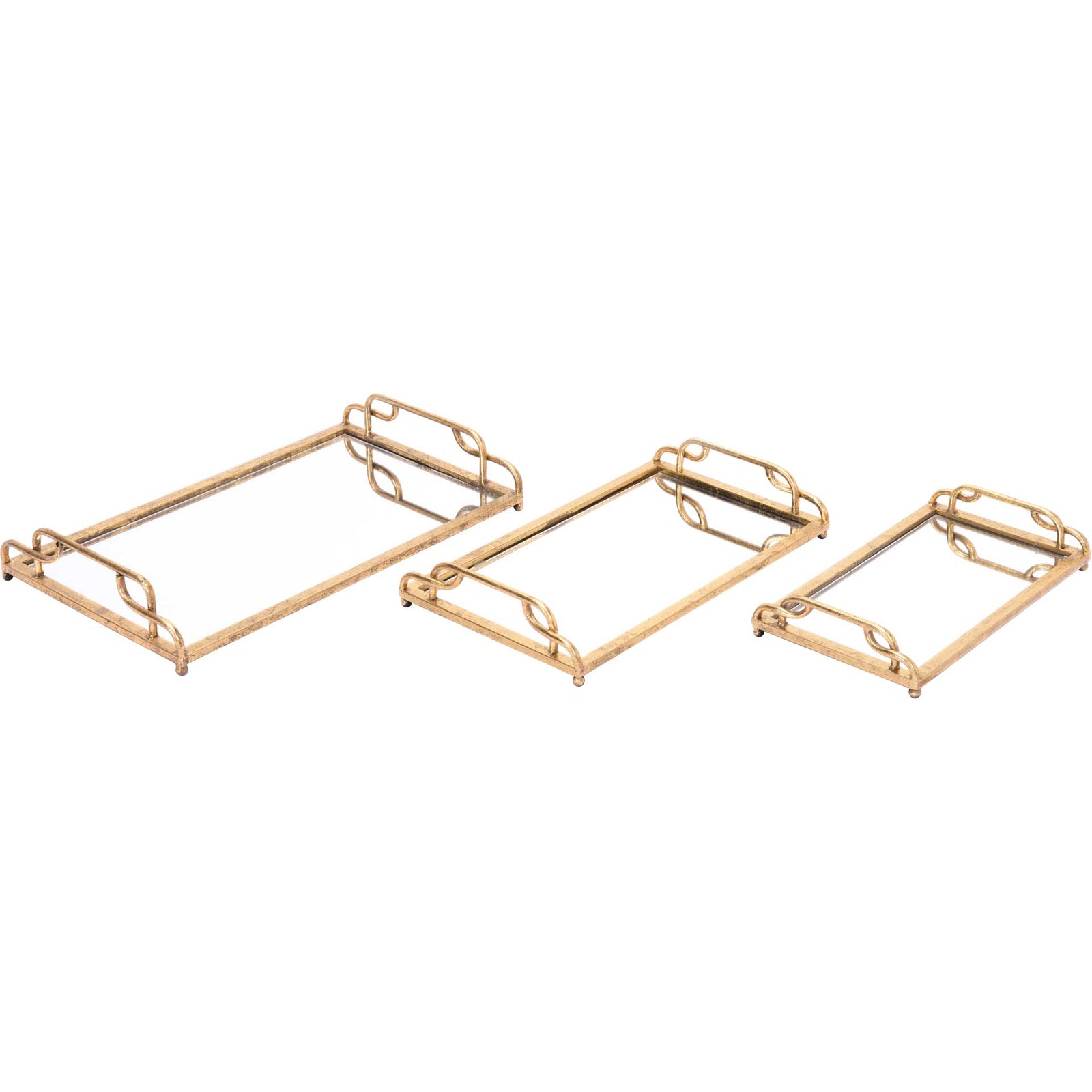 Eris Mirrored Tray Gold (Set of 3)