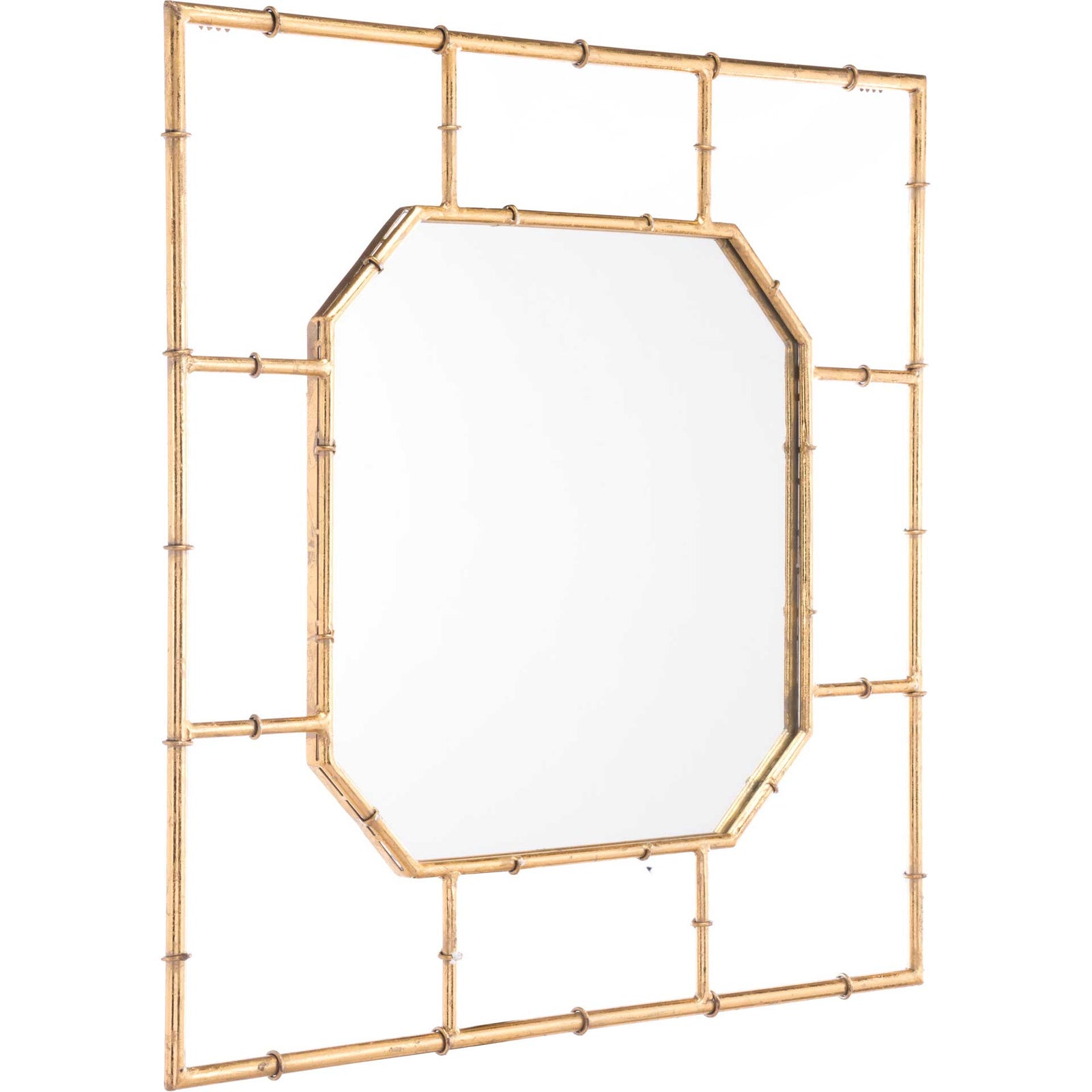 Bamboo Square Mirror Gold