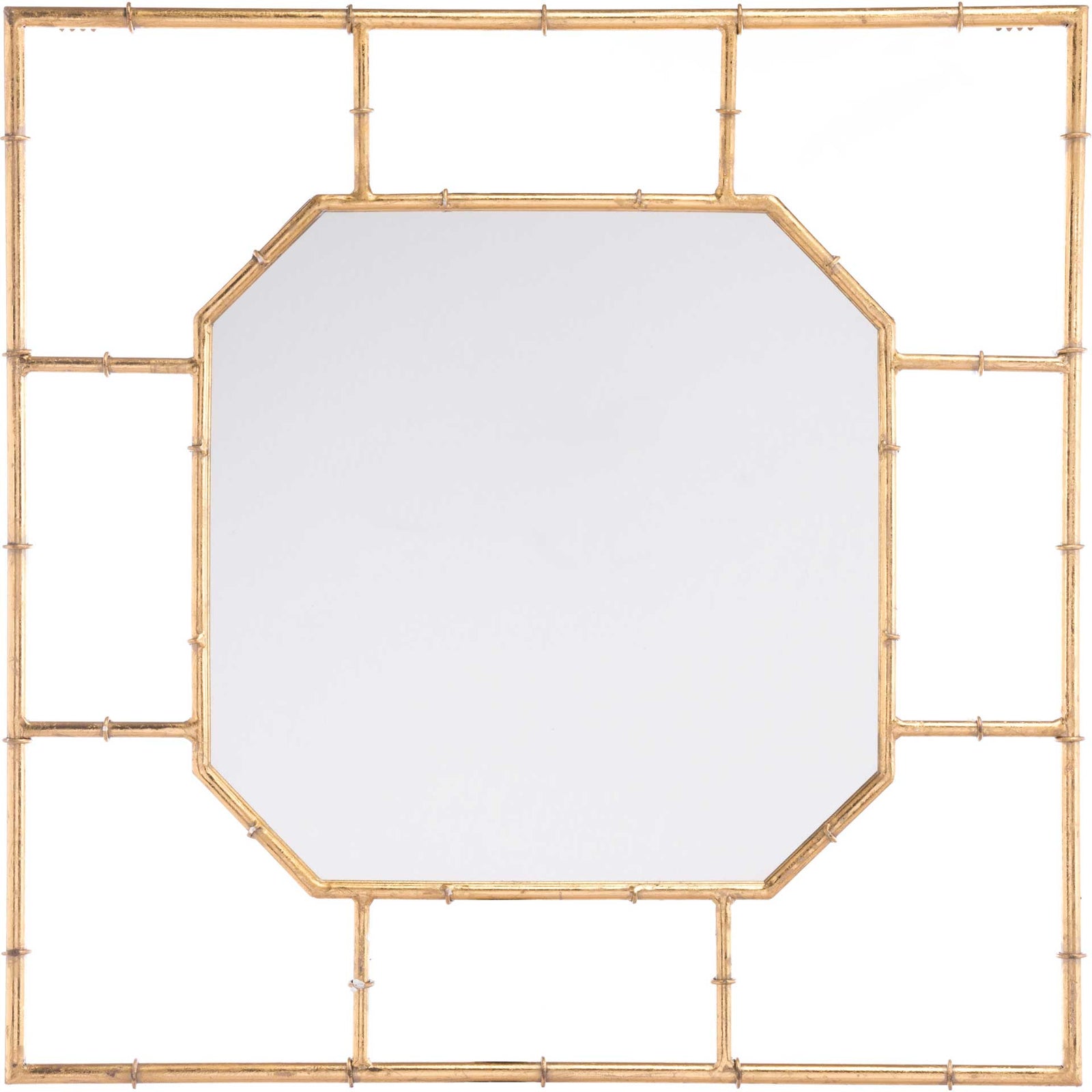Bamboo Square Mirror Gold