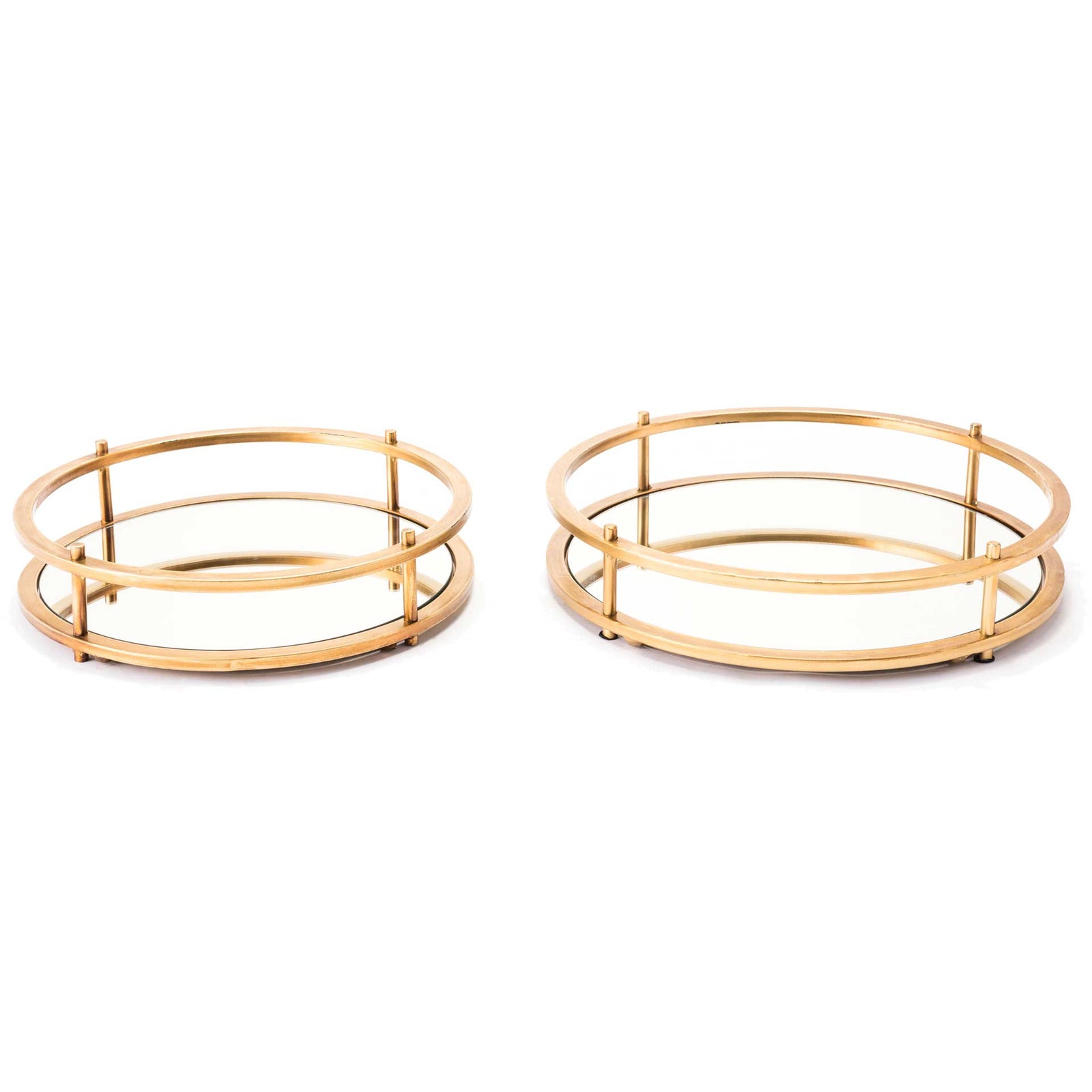 Rings Mirrored Tray Gold (Set of 2)