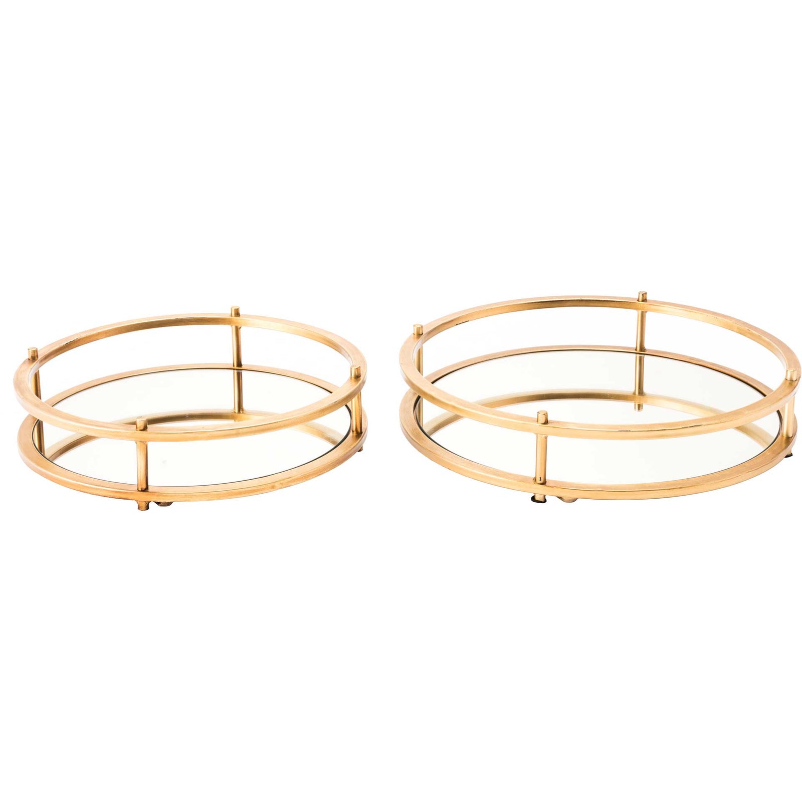 Rings Mirrored Tray Gold (Set of 2)