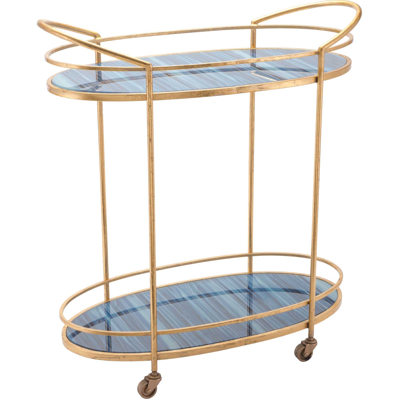 Zaphire Bar Cart Blue/Antique Gold