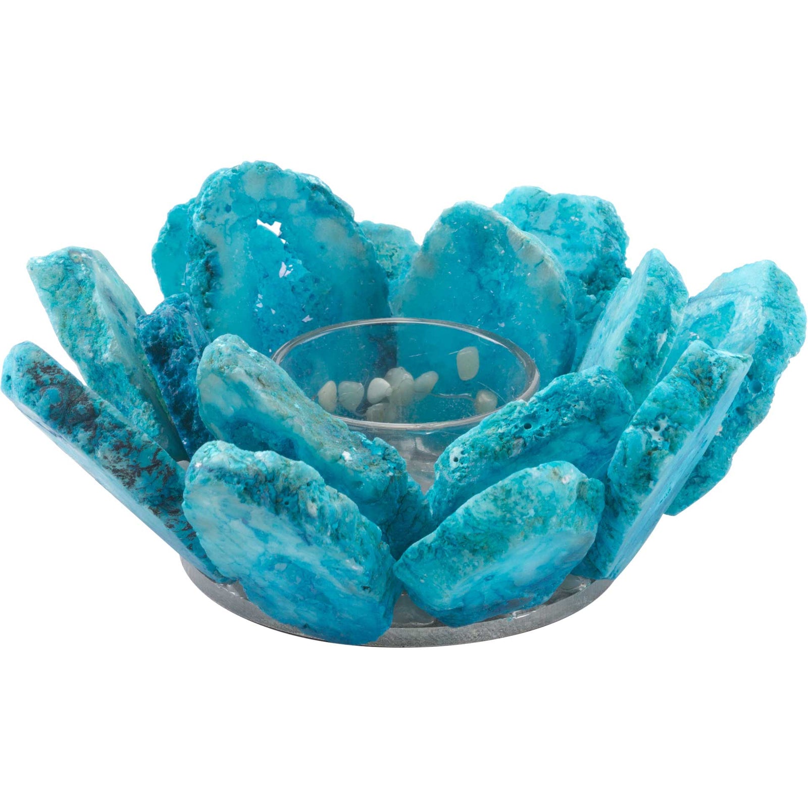 Stone Candle Holder Blue