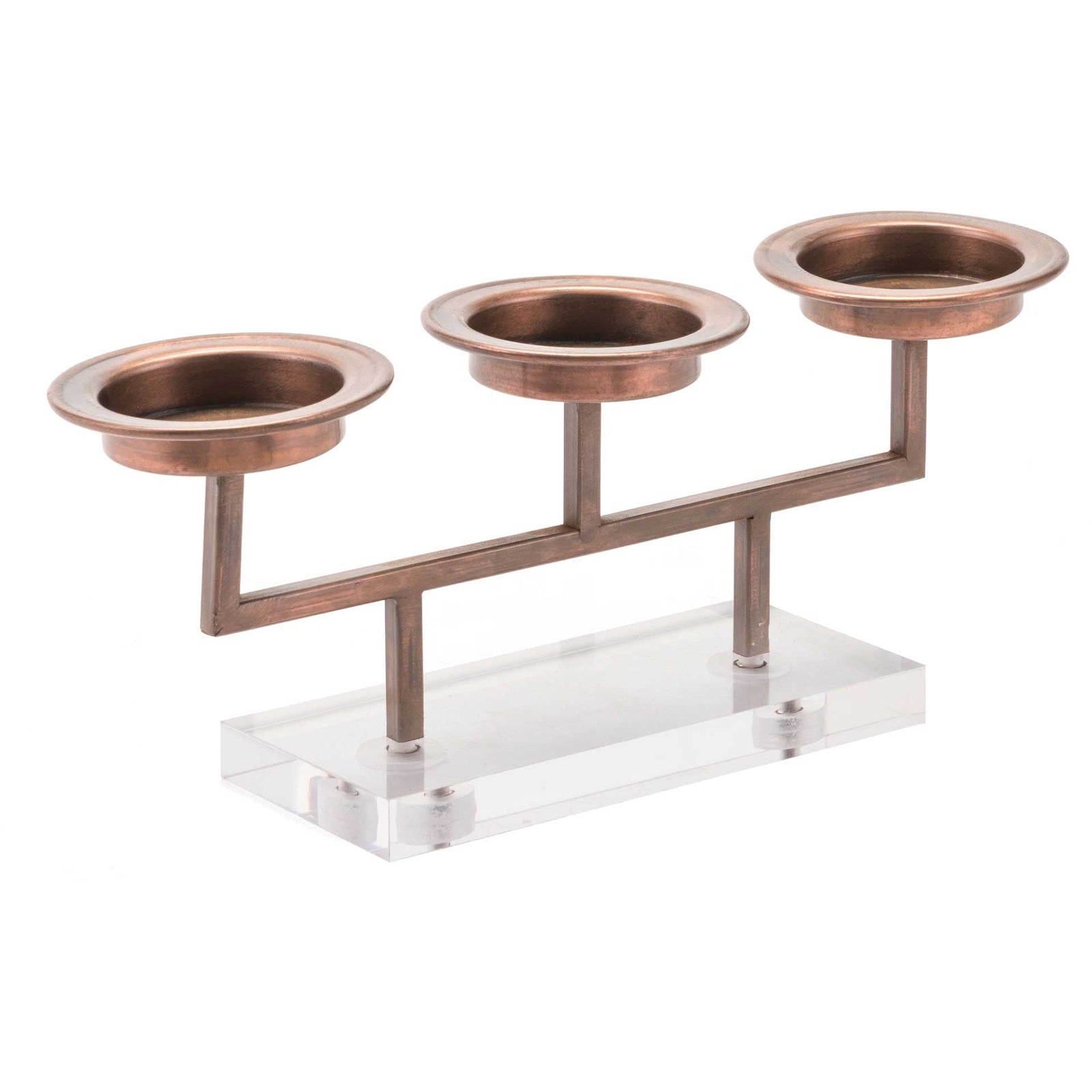 Lucite 3 Candle Holder Gold