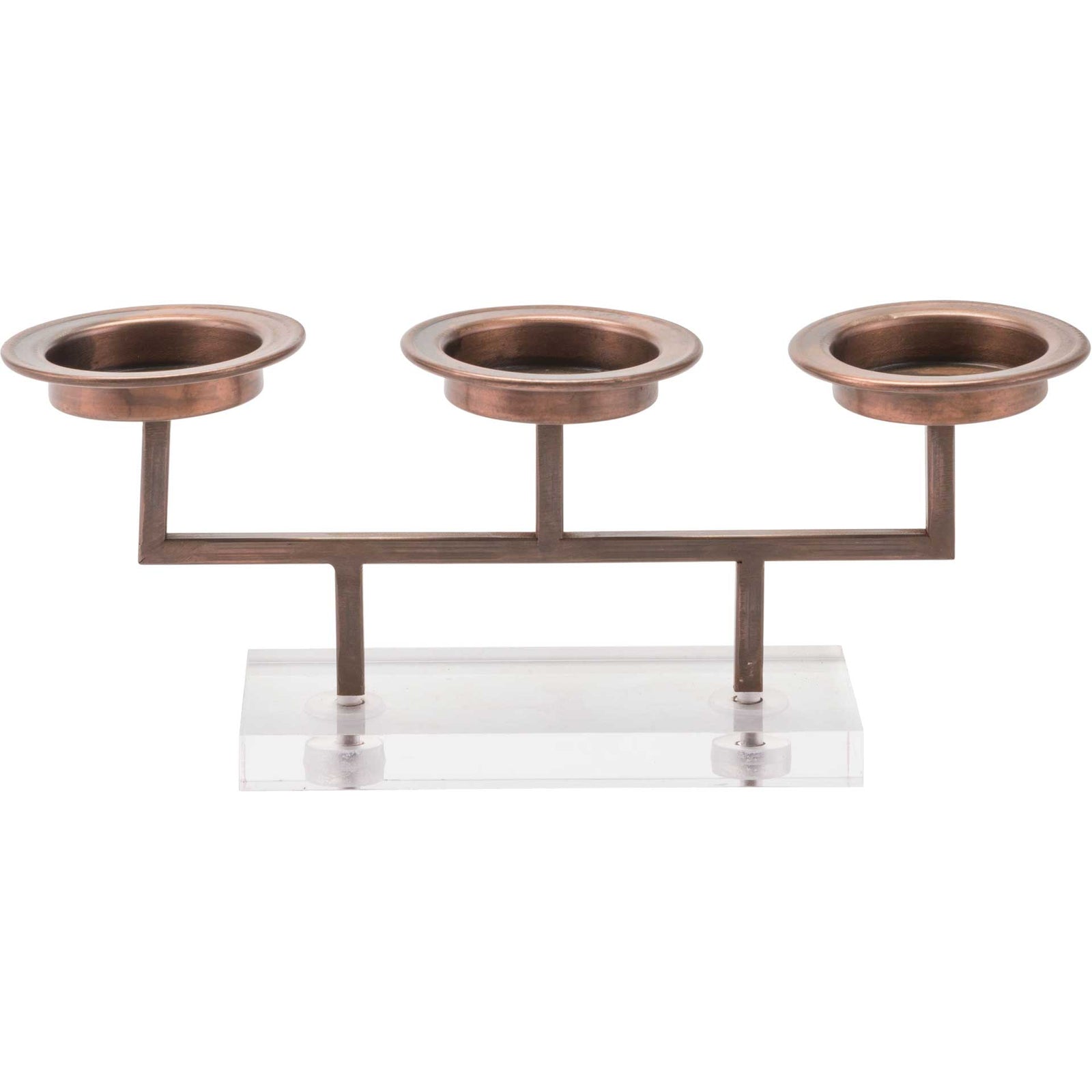 Lucite 3 Candle Holder Gold