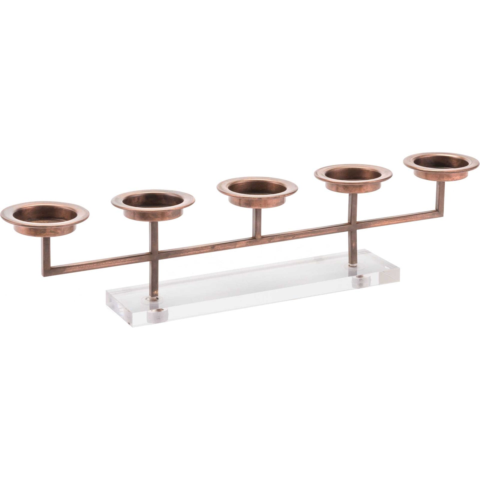 Lucite 5 Candle Holder Gold