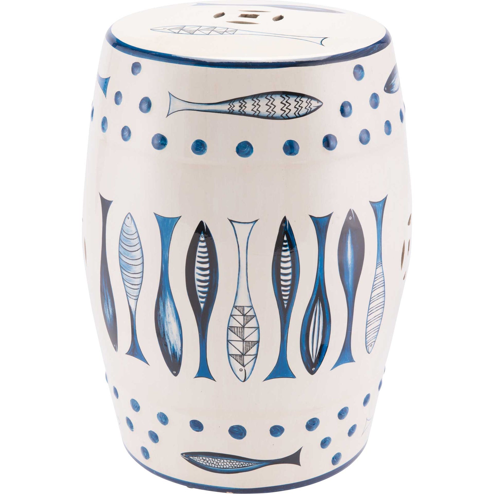 Fish Garden Seat White/Blue