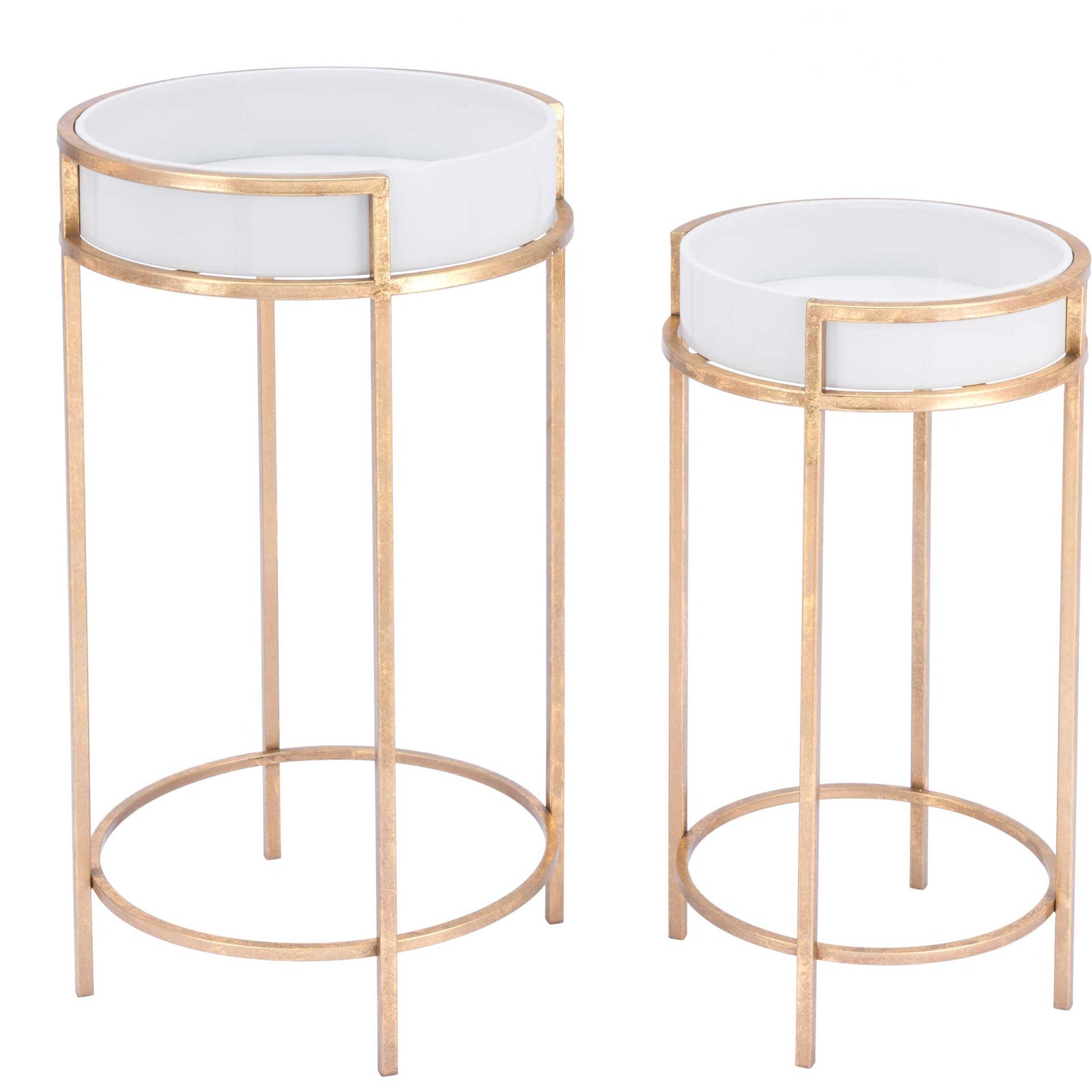 Frame 2-Piece Tray Table White/Gold