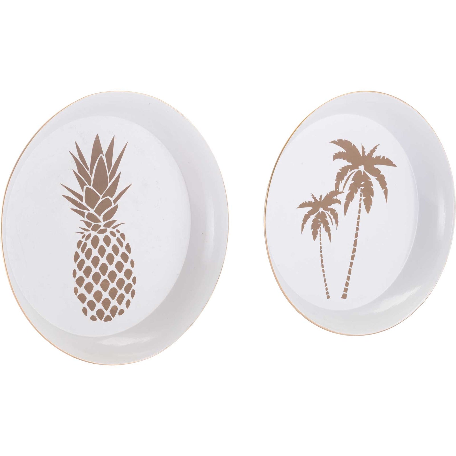 Tropical Tray Set White/Gold (Set of 2)