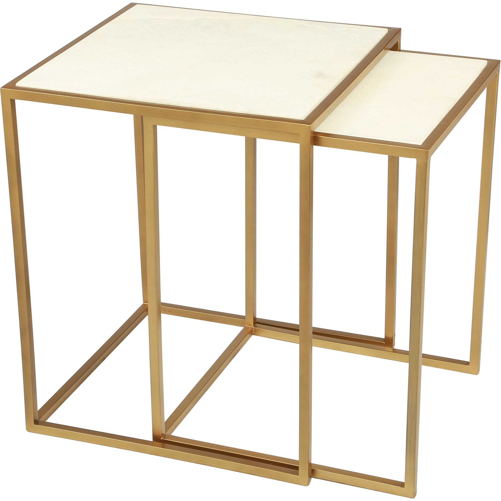 Kensington Nesting Table Stone/Brass