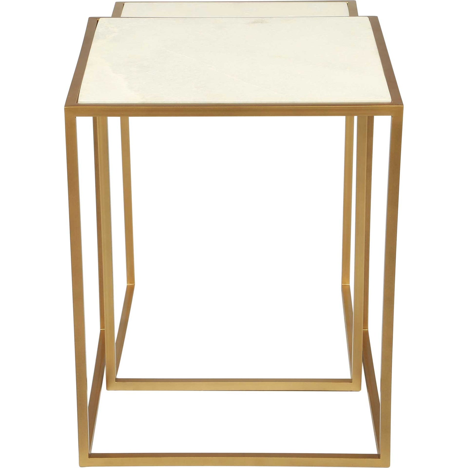 Kensington Nesting Table Stone/Brass