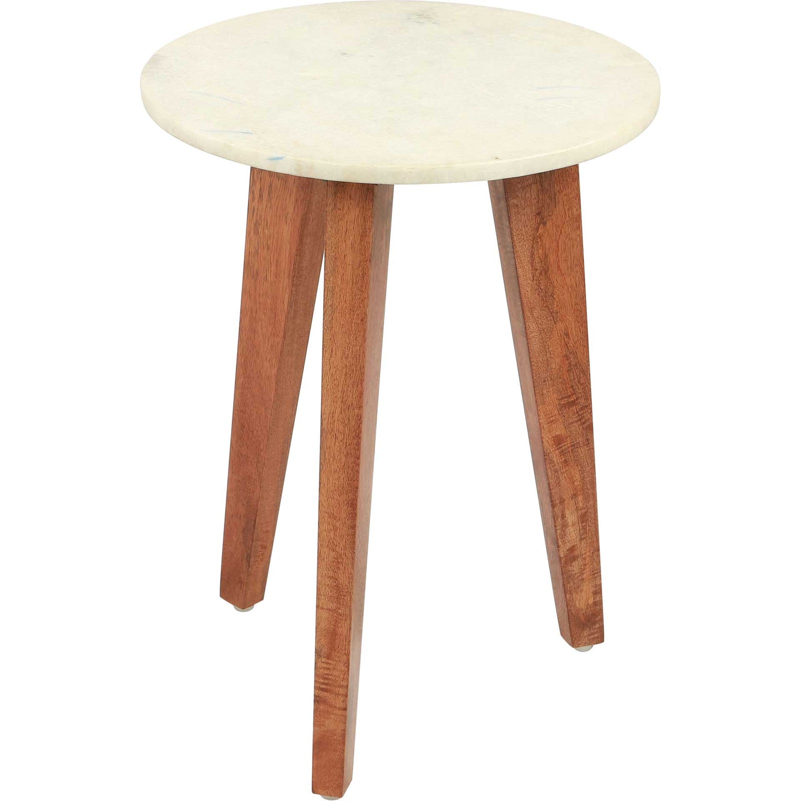 Axton End Table White Marble/Wood