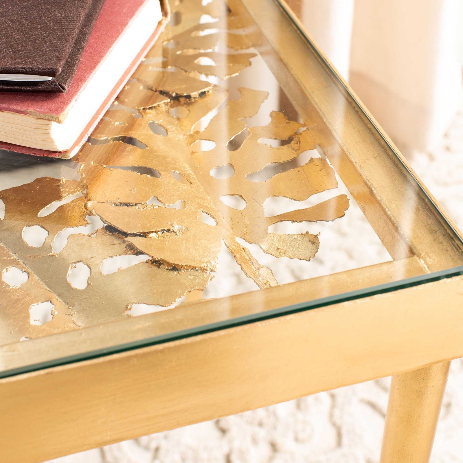 Leonie Palm Leaf Side Table Gold Leaf