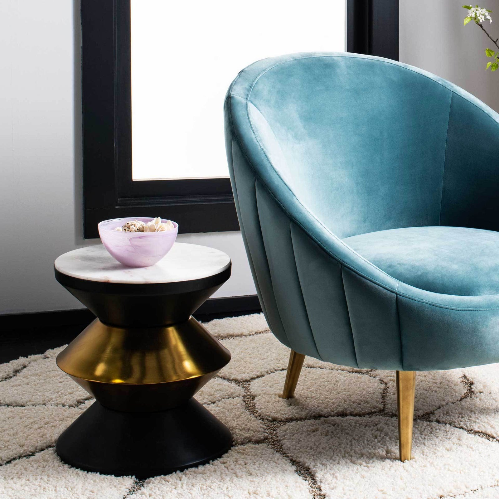 Azir Stone Top Side Table