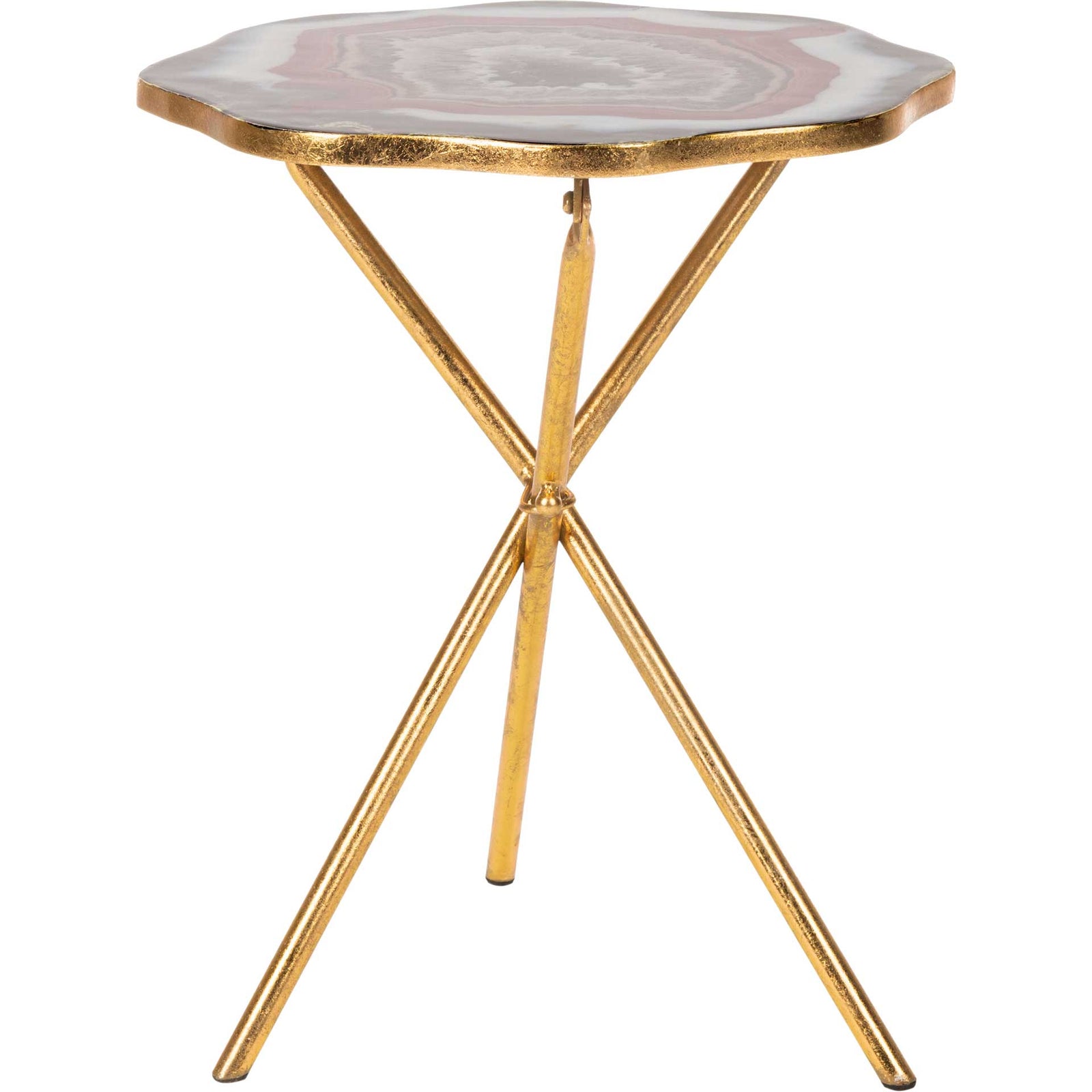 Cecilia Faux Agate Side Table Multi Blue/Maroon/Gold