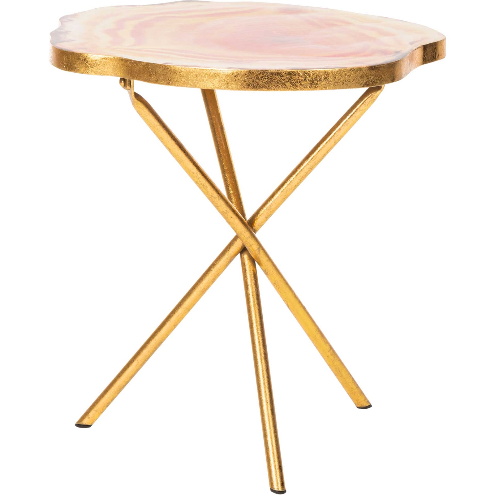 Giovanna Faux Agate Side Table Multi Orange/Gold