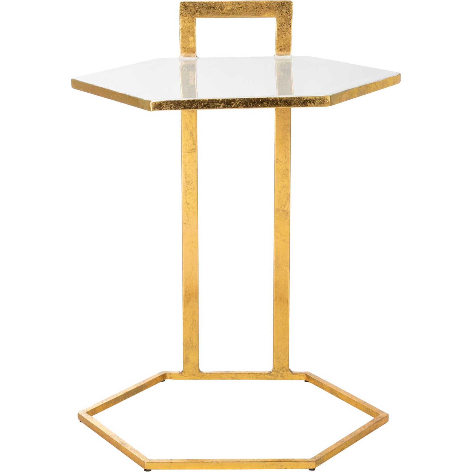 Mireya Hexagon C Table White/Gold
