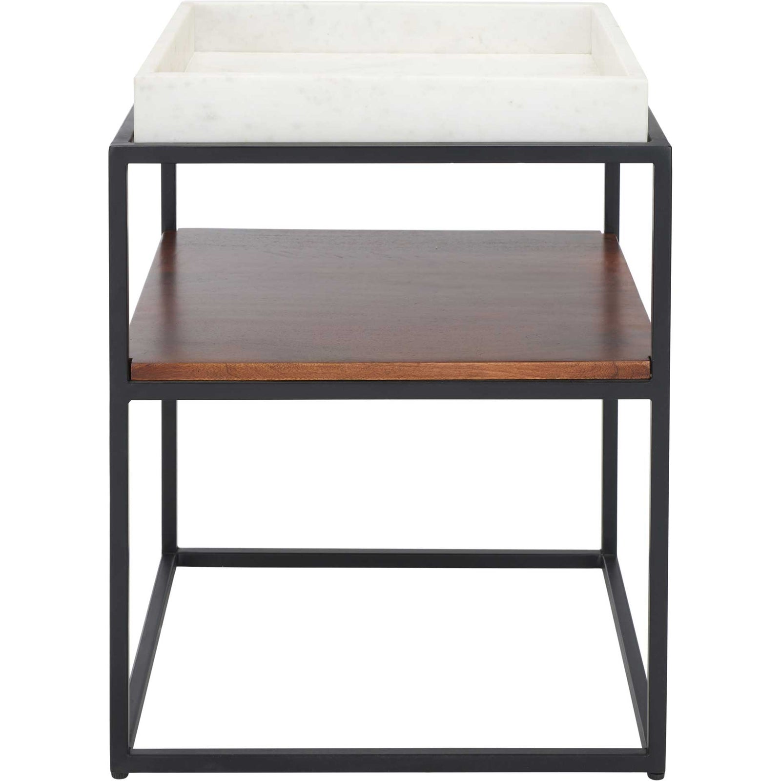 Kylen 2 Tier Accent Table White/Walnut/Black