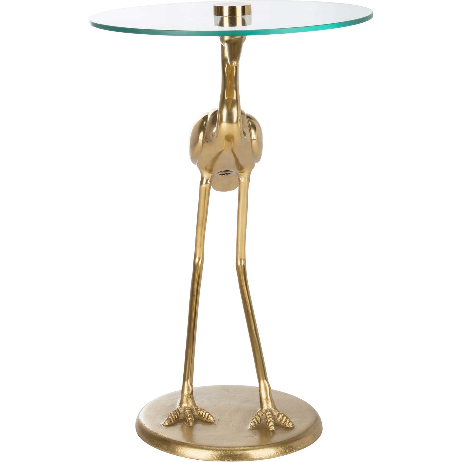 Tourmaline Crane Base Accent Table Glass Top/Gold