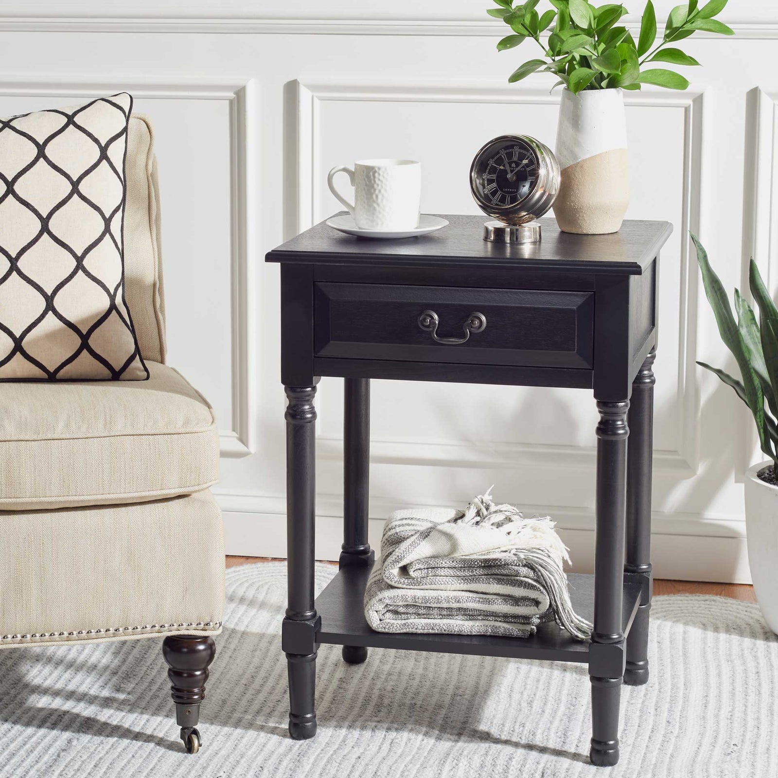Whalen 1 Drawer Accent Table Black