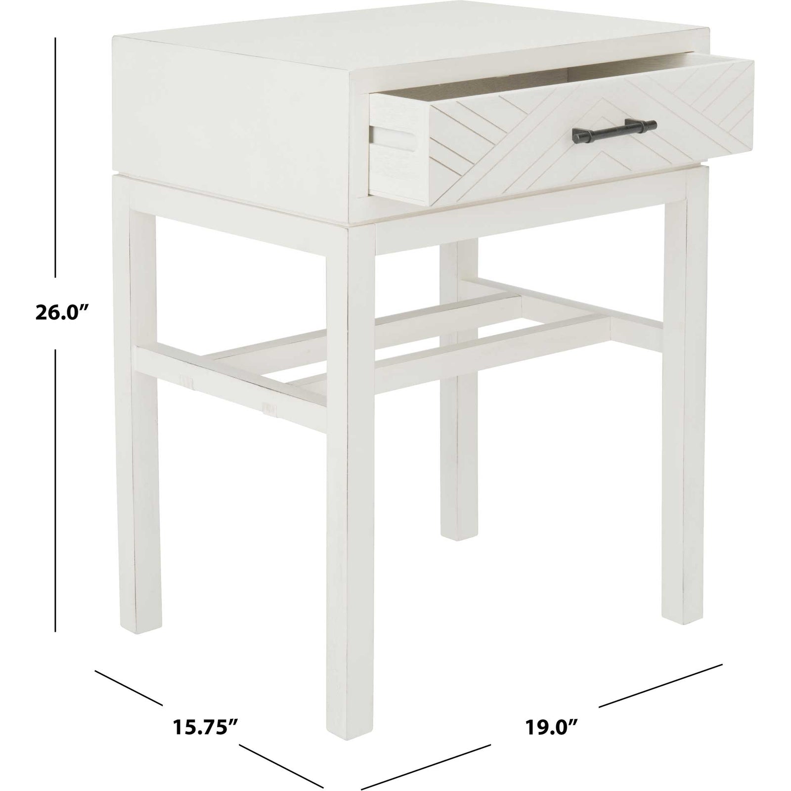 Ajani 1 Drawer Accent Table Distressed White