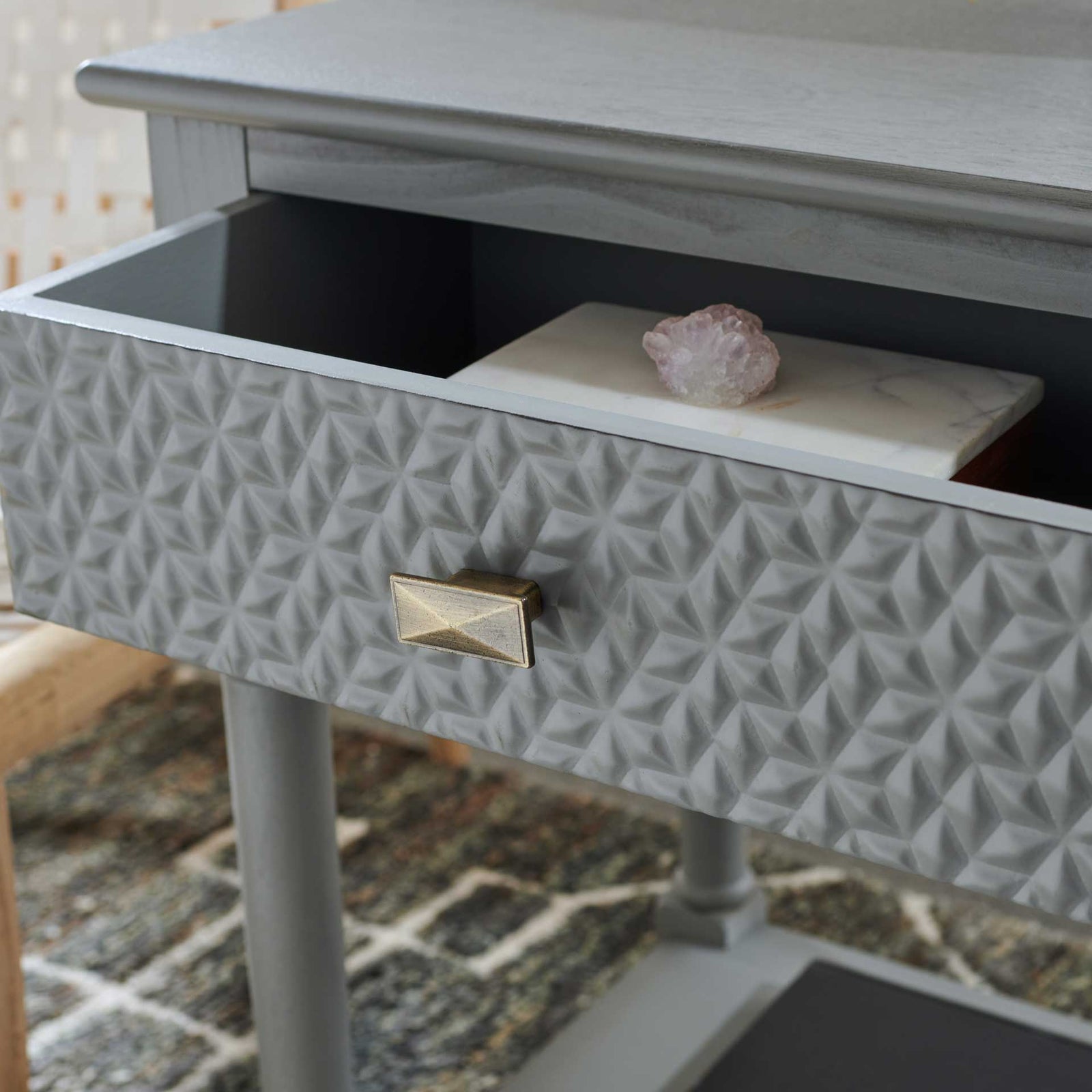 Haleigh 1 Drawer Accent Table Distressed Gray