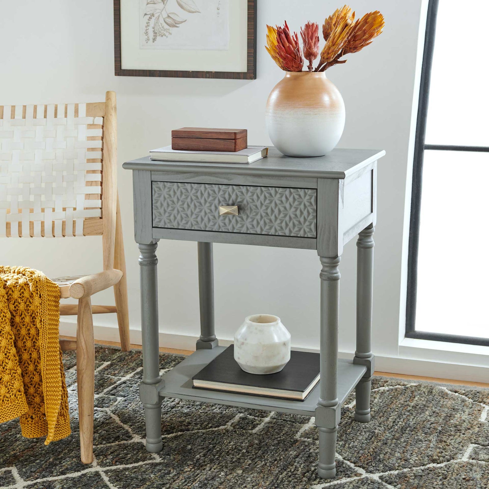 Haleigh 1 Drawer Accent Table Distressed Gray