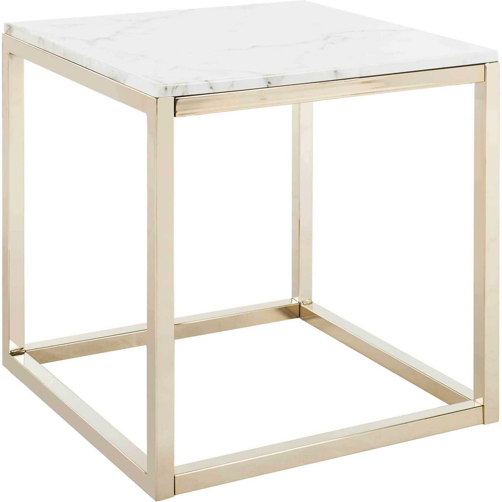 Benjamin Square End Table White Marble/Brass