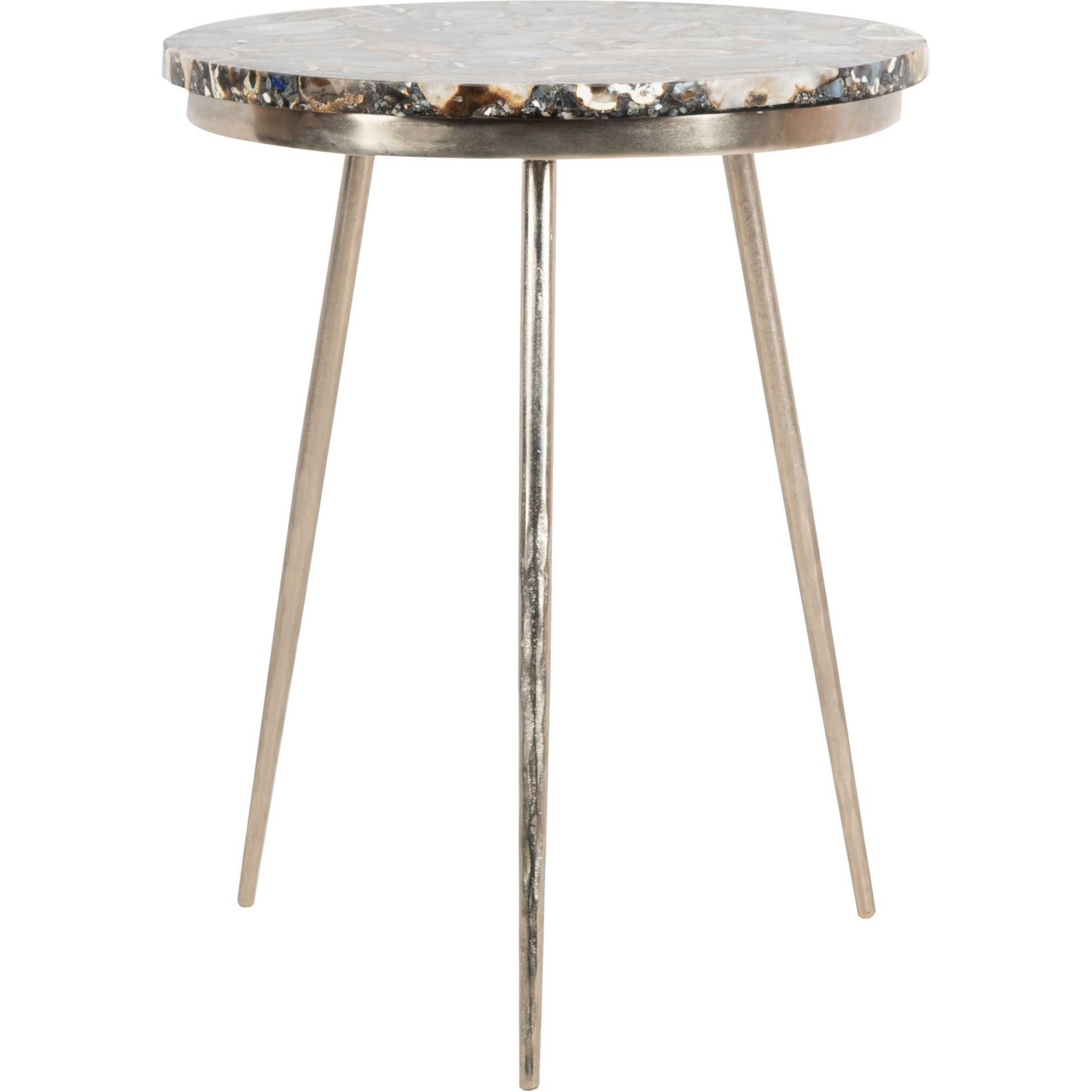 Fabius Agate Round Accent Table Nickel/Black