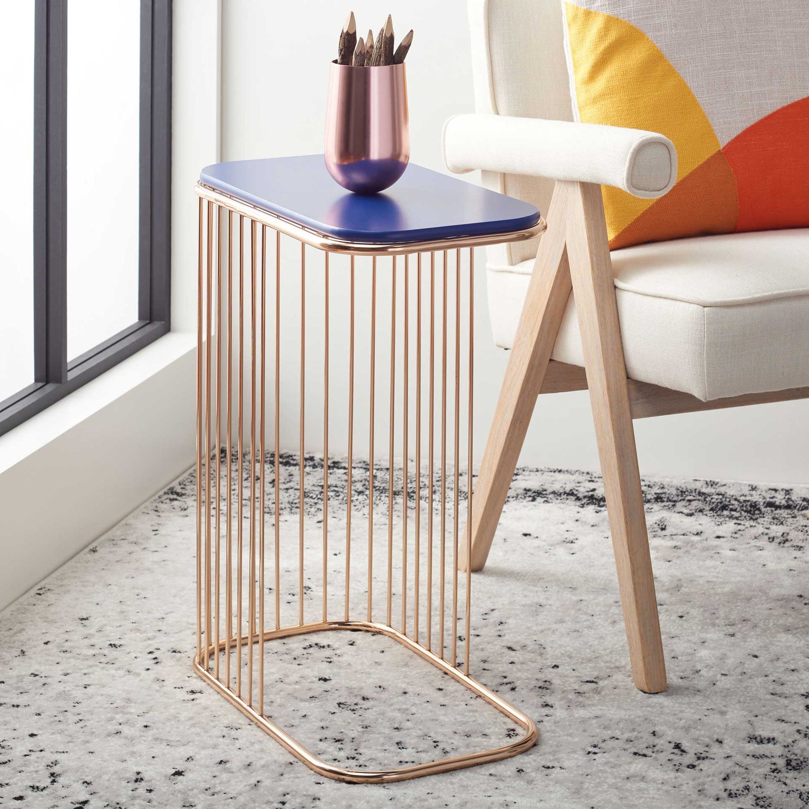Stazia Side Table Blue/Gold