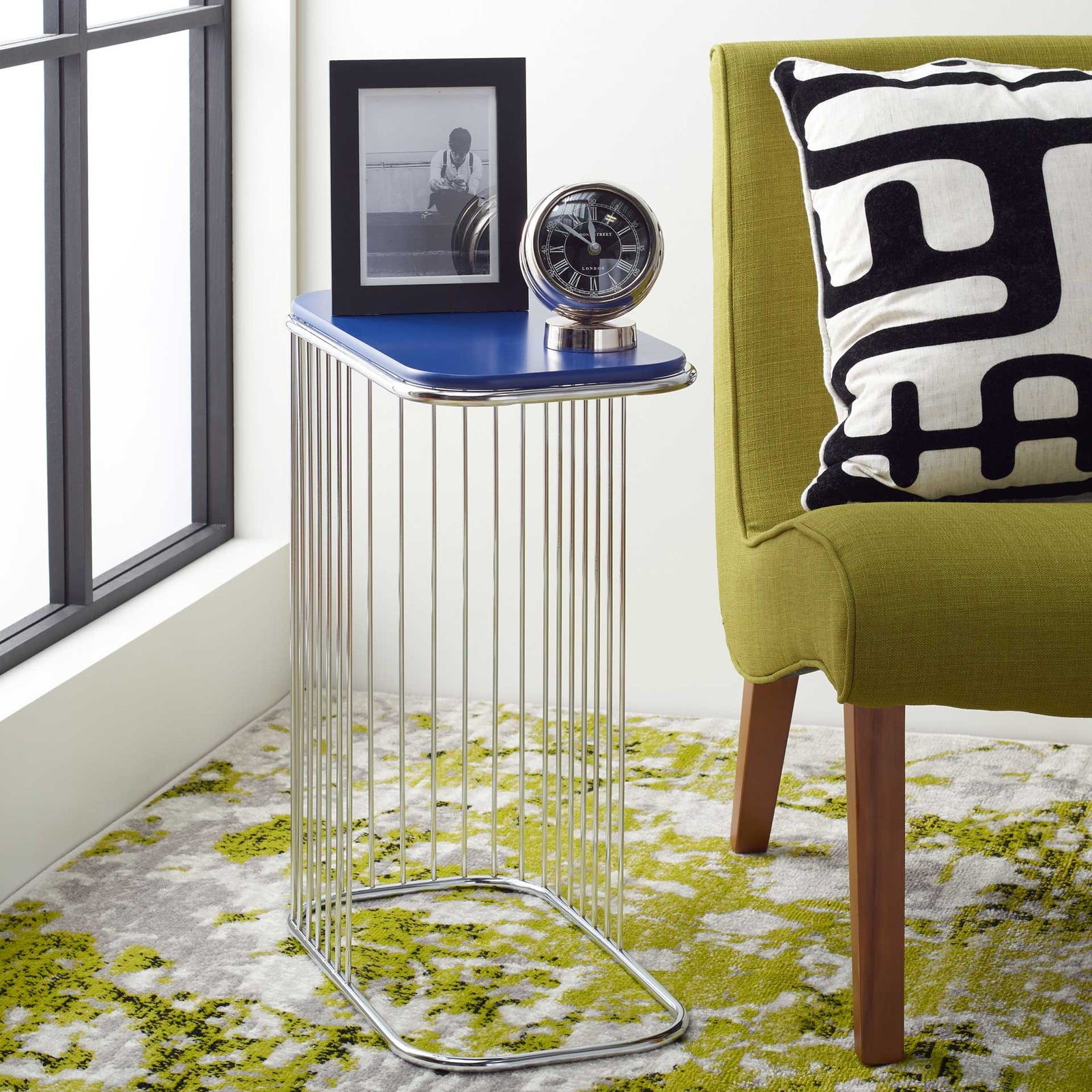 Stazia Side Table Blue/Chrome