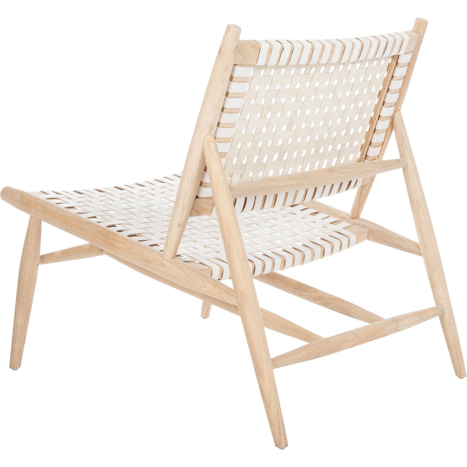 Sophie Leather Woven Accent Chair White/Natural