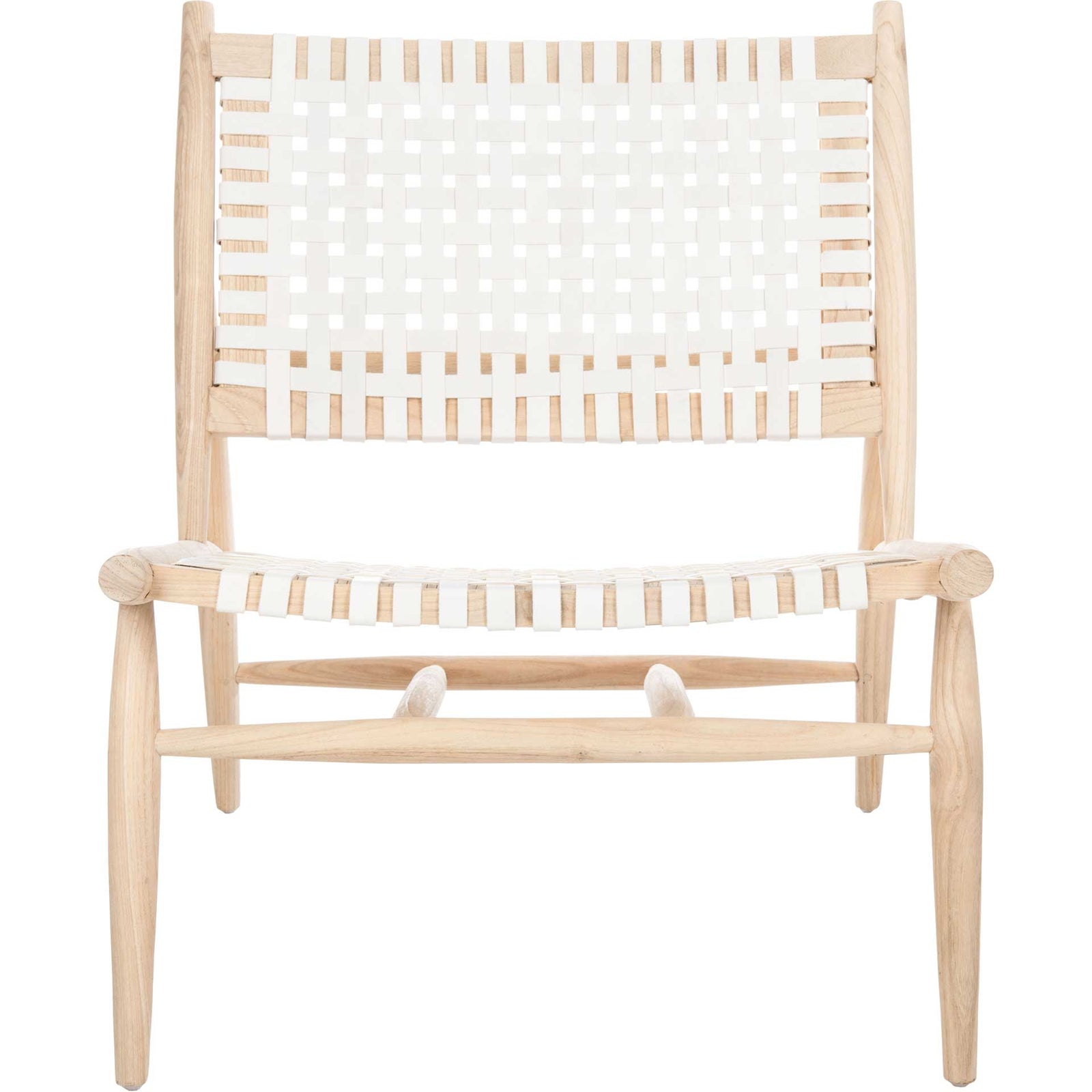 Sophie Leather Woven Accent Chair White/Natural