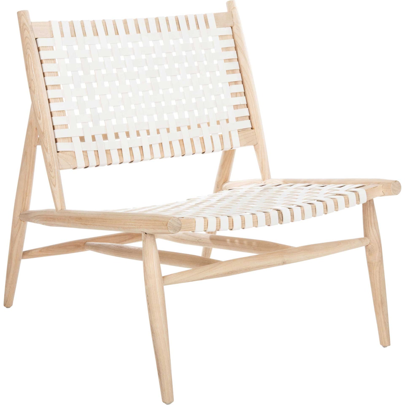 Sophie Leather Woven Accent Chair White/Natural