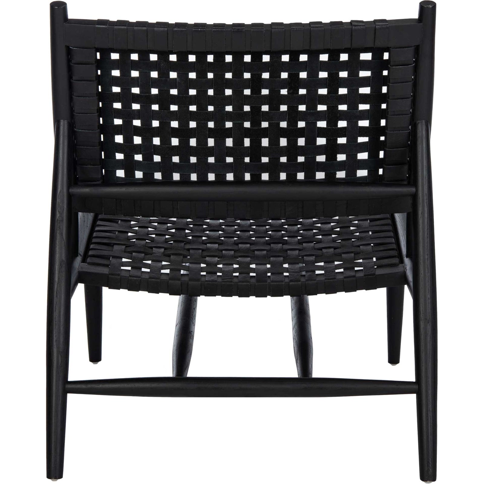 Sophie Leather Woven Accent Chair Black