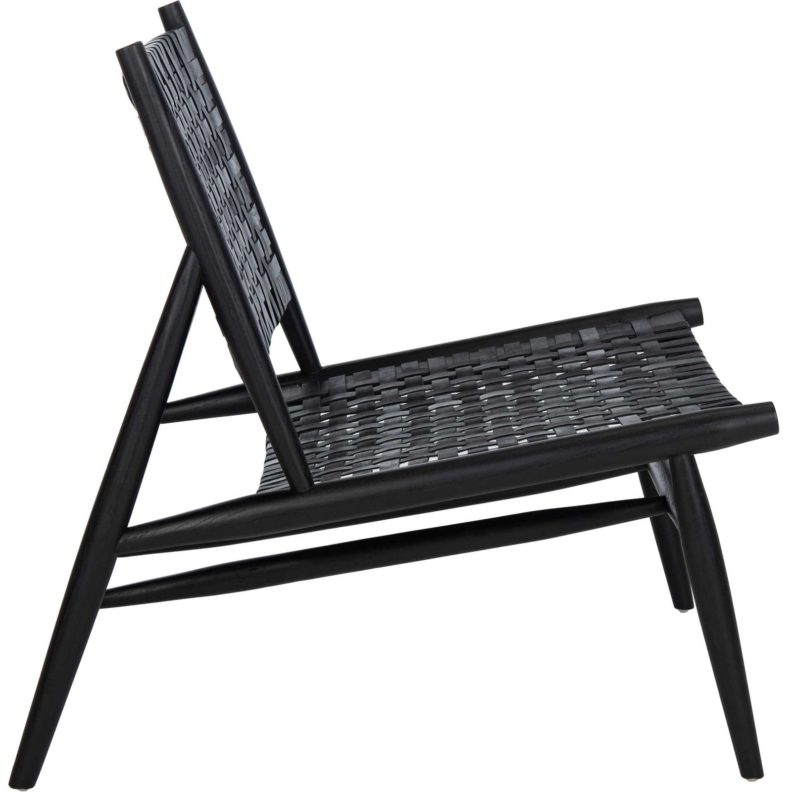 Sophie Leather Woven Accent Chair Black