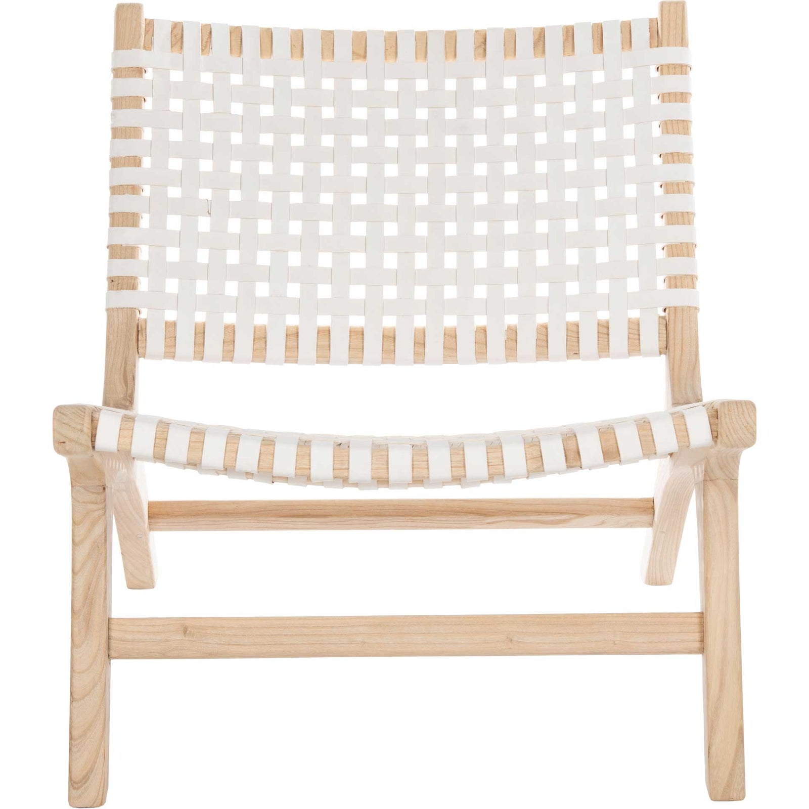 Luke Leather Woven Accent Chair Natural/White