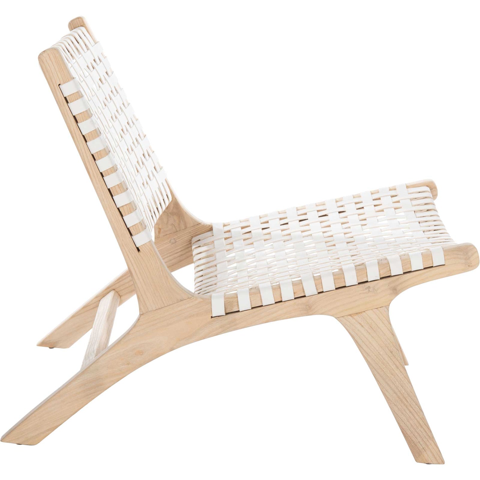 Luke Leather Woven Accent Chair Natural/White