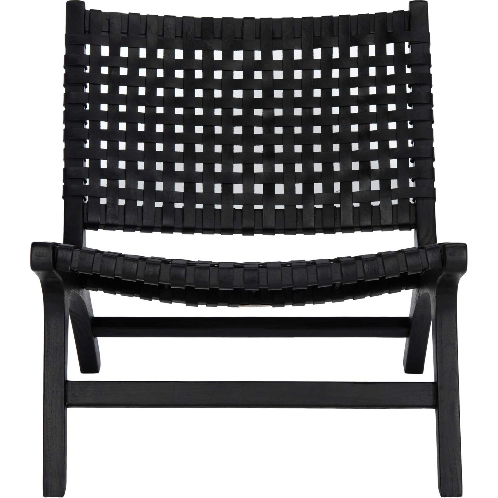 Luke Leather Woven Accent Chair Black