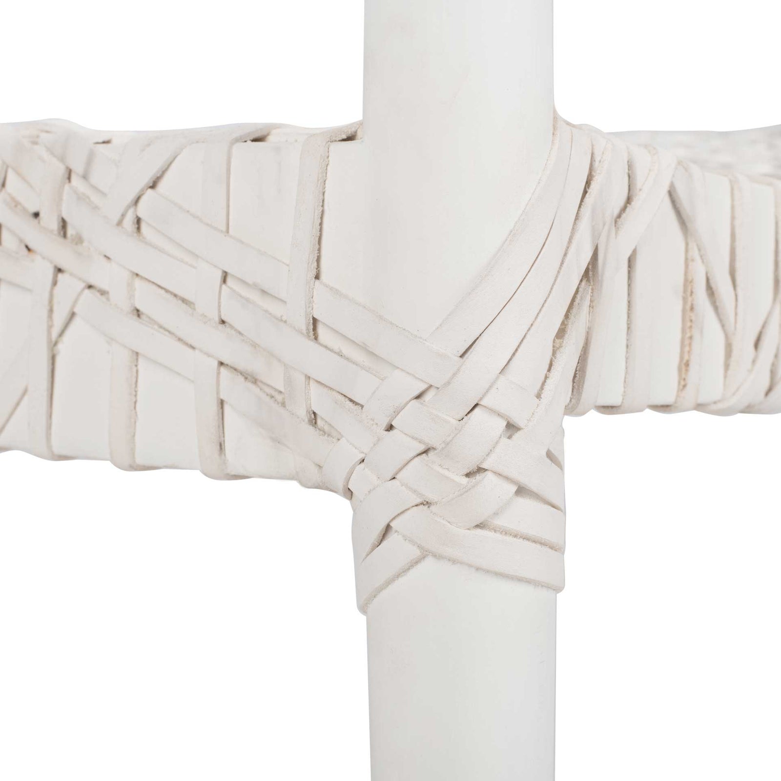 Justin Leather Woven Accent Chair White/Off-White