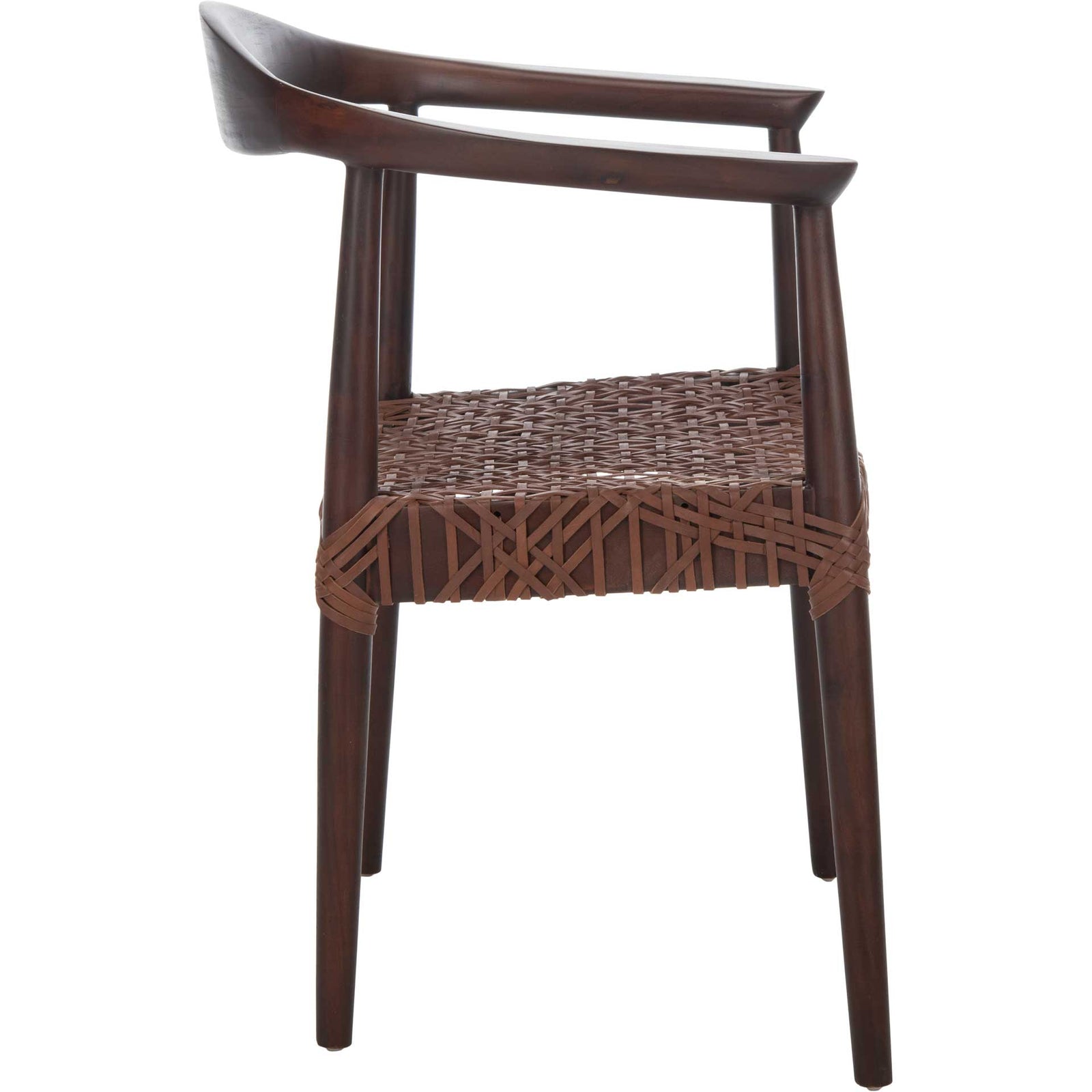 Justin Leather Woven Accent Chair Walnut/Brown