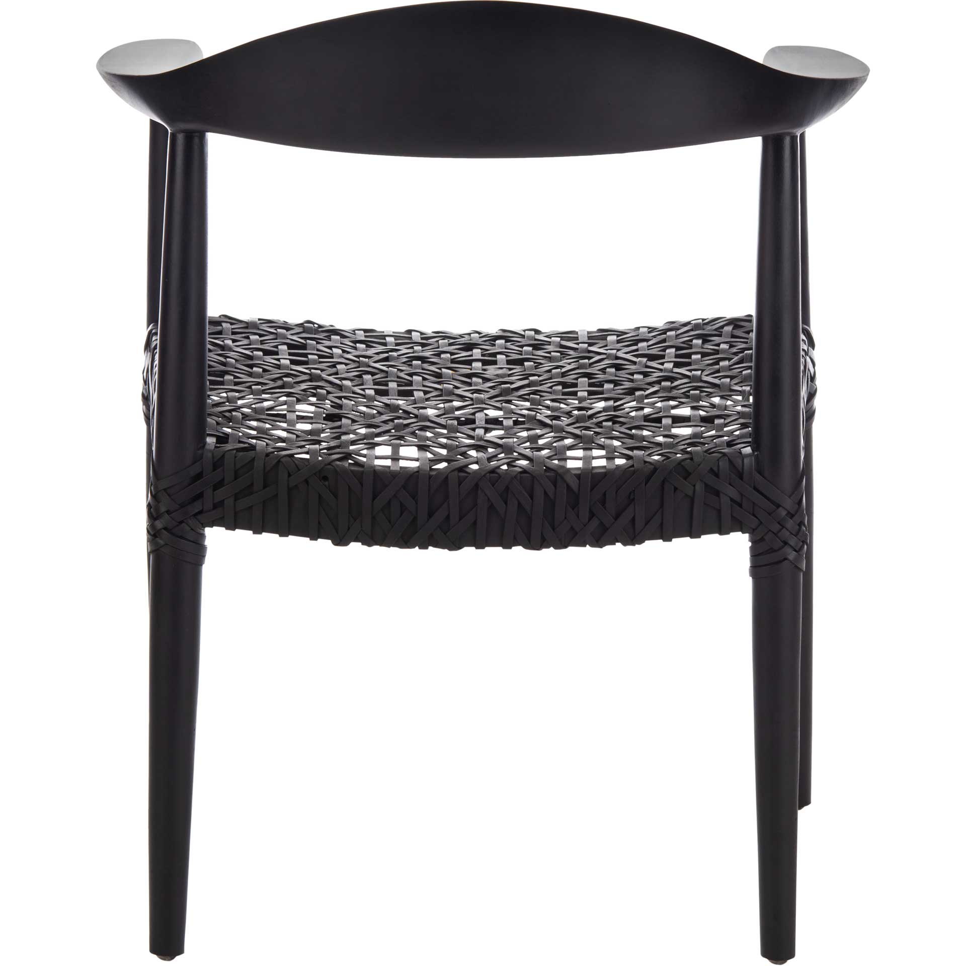 Justin Leather Woven Accent Chair Black
