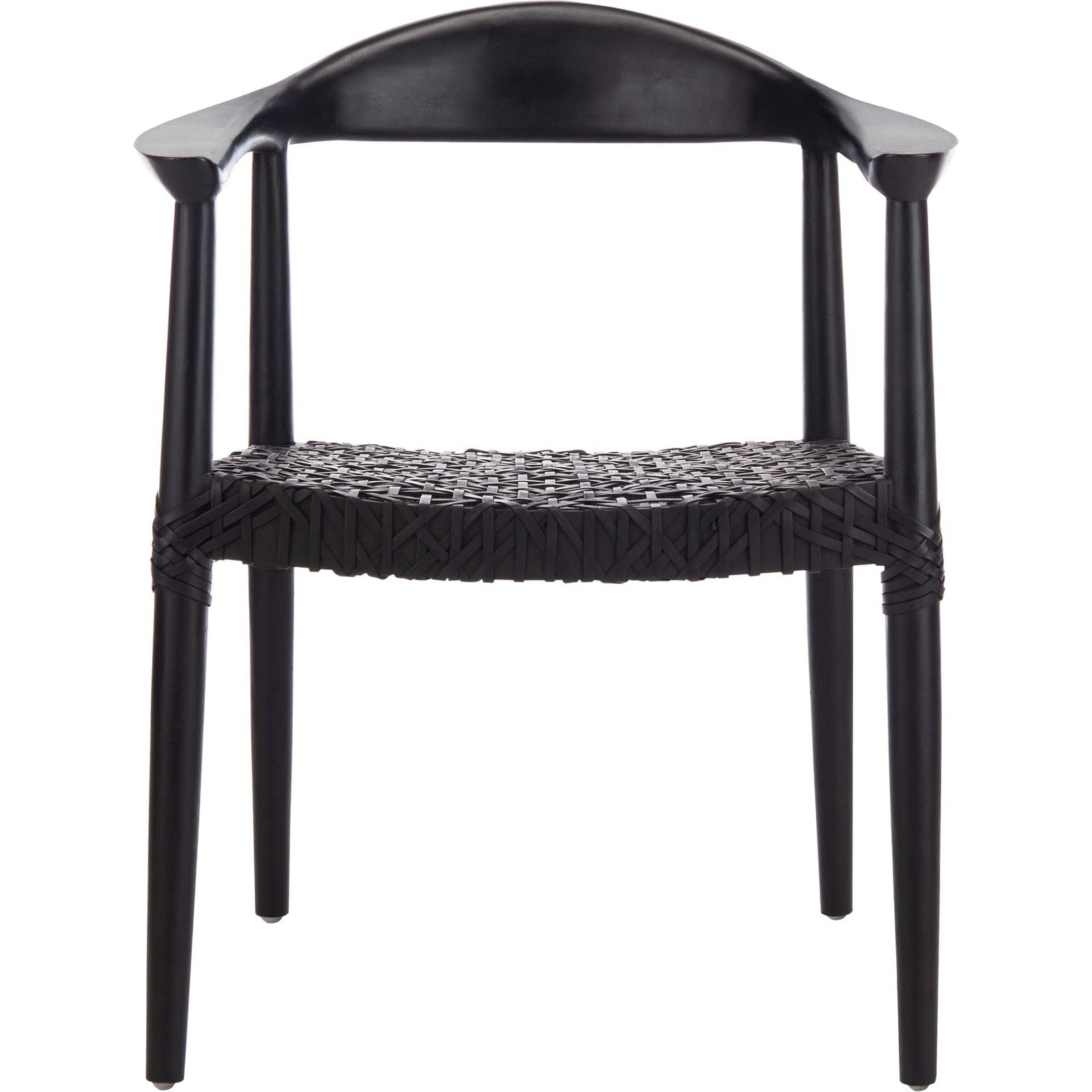 Justin Leather Woven Accent Chair Black