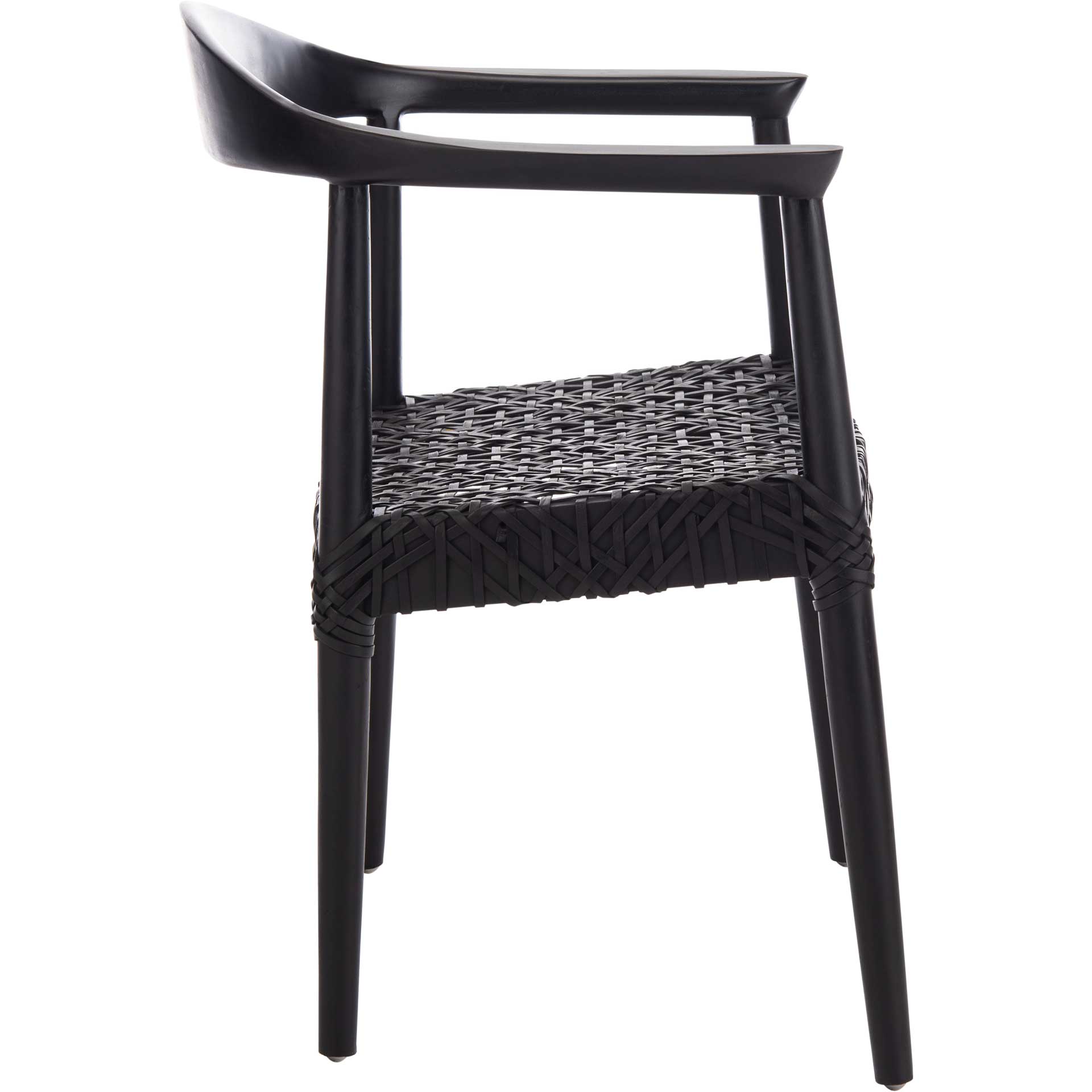 Justin Leather Woven Accent Chair Black