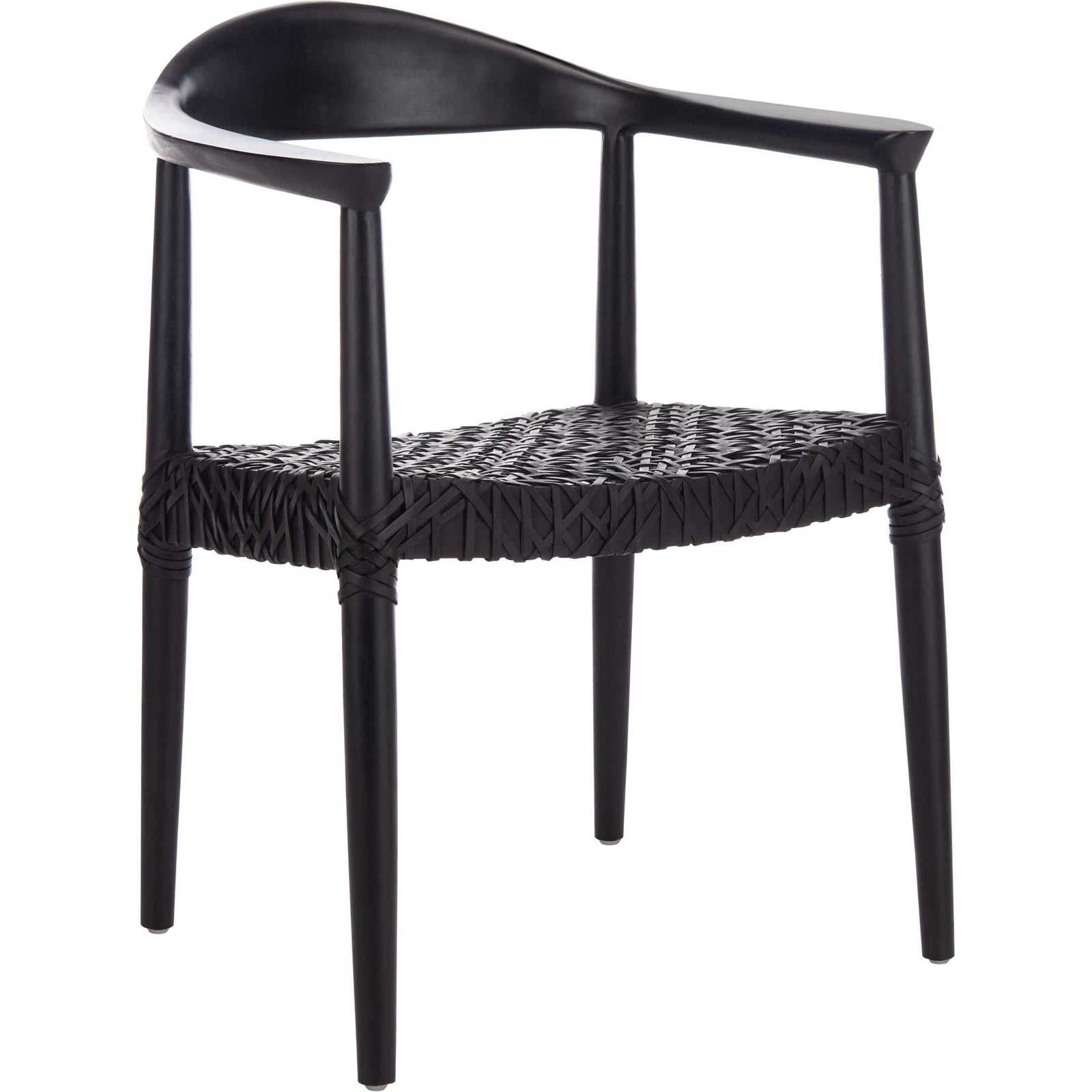 Justin Leather Woven Accent Chair Black